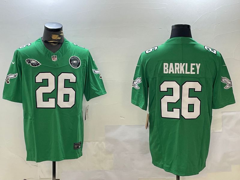 Men Philadelphia Eagles #26 Barkley Green Throwback Three generation 2024 Nike Limited NFL Jersey style 4